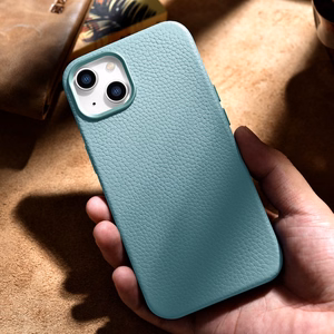 iCarer Litchi Premium nahkümbris iPhone 14 Magnetic Leather Case MagSafe rohelisega (WMI14220709-GN)