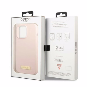 Guess GUHMP13LSPLP iPhone 13 Pro / 13 6.1" розовый/розовый жёсткий чехол Silicone Logo Plate MagSafe