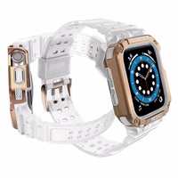 Protect Strap Band for Apple Watch 42/44/45mm soomustatud rihm - Läbipaistev, roosakas kuldne