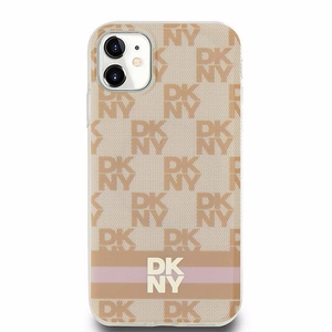 DKNY IML Checkered Mono Pattern & Printed Stripes MagSafe ümbris jaoks iPhone 11 / Xr - roosa