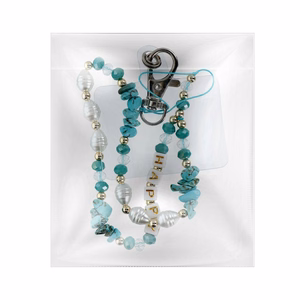 HAPPY Phone lanyard, Phone pendant / cord length 44cm (22cm in the loop) / on hand - lite sinine