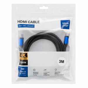 Kaabel HDMI 2.0 Blue Star 4K 120Hz - High Speed, HDR, ARC, Ethernet, AWM, 18Gbps 1,5 m must