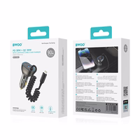 BWOO CC96L 30W PD car laadija 1x USB-C 1x USB port with lightning kaabel hall