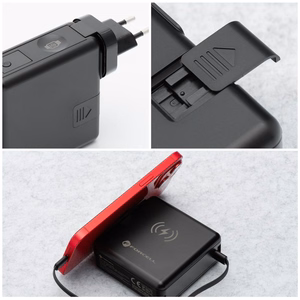 Multifunction laadija Forcell F-Energy 6in1 USB A + USB C PD 45W + akupank 15000 mAh + juhtmevaba charging 15W must