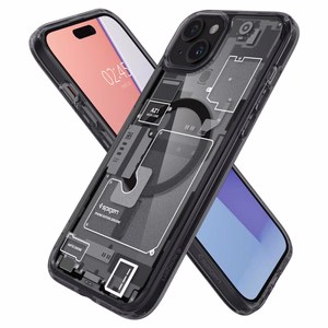 Spigen Ultra Hybrid Mag Ümbris with MagSafe jaoks iPhone 15 Plus - Dark hall (Zero One Pattern)