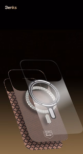 Benks Magnetic Armor Air Armor Grid Kevlar Ümbris Metal Frame 600D (A070) jaoks Iphone 17 Pro Max kuldne