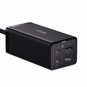 Baseus fast laadija GaN5 Pro HUB HDMI 2 x USB-C / USB-A / HDMI 4K 30Hz 1.5m must + USB-C kaabel - USB-C 100W 40Gb/s (USB4) 1m (CCGP110201)