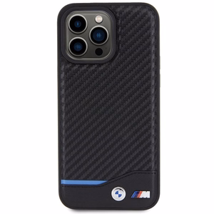 BMW Leather Carbon ümbris jaoks iPhone 15 Pro Max - must