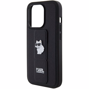 Karl Lagerfeld Gripstand Saffiano Choupette Pins ümbris jaoks iPhone 14 Pro - must