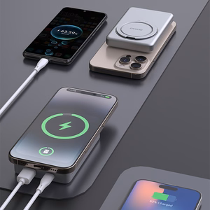 Dudao K28S 20W PD 5000mAh Powerbank MagSafe ja alusega - hõbedane