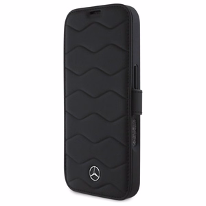 Mercedes MB Waves Leather Ümbris jaoks iPhone 16 Pro Max - must