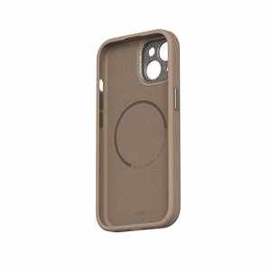 Moshi Napa MagSafe kvaliteetsest vegannahast ümbris seadmele iPhone 15, Woodsmoke Brown värvitoonis