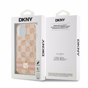 DKNY IML Checkered Mono Pattern & Printed Stripes MagSafe ümbris jaoks iPhone 15 / 14 / 13 - roosa