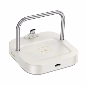 Desktop laadija Hoco 2in1 USB C PD QC 3A 30W + juhtmevaba charging 5W CQ16B milky valge