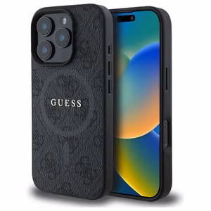 Guess 4G Ring Classic Logo MagSafe ümbris jaoks iPhone 16 Pro Max - must