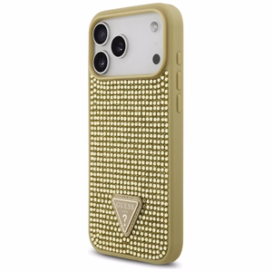 Guess Rhinestone Triangle Logo Ümbris jaoks iPhone 17 Pro Max - Kuldne