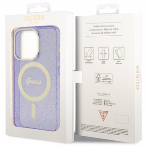 Guess GUHMP14XHCMCGU iPhone 14 Pro Max 6.7" lilla/lilla hardcase Glitter kuldne MagSafe