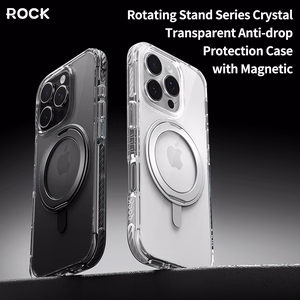 Rock Вращающаяся Подставка Crystal Series магнитная для Iphone 16 чёрная