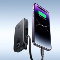 Joyroom JR-PBF18 22.5W 10000mAh Powerbank koos sisseehitatud Lightning kaabliga + USB-C kaabel 0.25 cm - Must