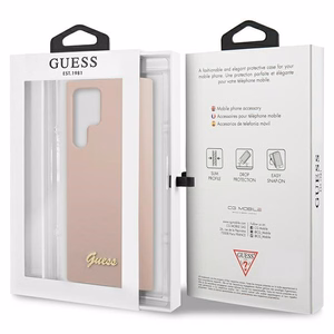 Guess GUHCS23LLSLMGPP S23 Ultra S918 roosa/roosa hardcase Silicone Script Metal Logo