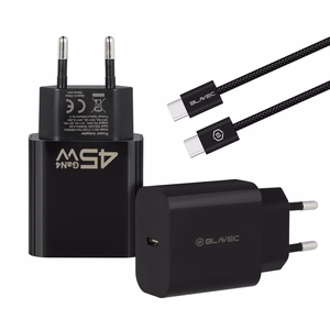 Blavec Сетевое зарядное устройство BC-7 GaN4 - Type C - PD QC 45W 3A с кабелем Type C to Type C (TCBC7G4-CB453A+CC) чёрное