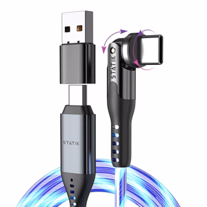 STATIK PowerPivot Pro, Glowing LED Cabel, USB-C to USB-C, 1m, Black
