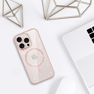 Glitter Magsafe Ümbris jaoks Iphone 12 roosa clear