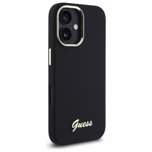 Guess Silicone Script Metal Logo & Frame Ümbris jaoks iPhone 16 - must