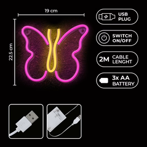Neon LED Light BUTTERFLY pink NNE03 Neolia