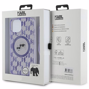 Karl Lagerfeld IML Crossbody Monogram Karl & Choupette Head MagSafe ümbris jaoks iPhone 15 / 14 / 13 - lilla