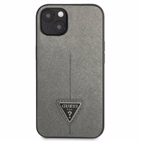 Guess SaffianoTriangle Logo ümbris jaoks iPhone 13 / 14 / 15 6.1" - hõbedane
