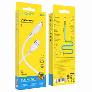 Borofone Kaabel BX51 Triumph - USB to Type C - 3A 1 metre valge