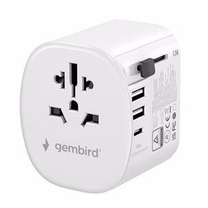 Gembird TPA-EU2A1C15-01-W maandatud universaalne reisiadapter, 15 W, valge