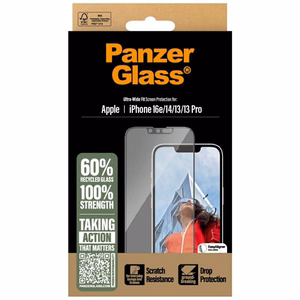 PanzerGlass Ultra-Wide Fit Karastatud klaas jaoks iPhone 13 / 13 Pro / 14 / 16e - Clear