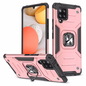 Wozinsky Ring Armor Case Kickstand Tough Rugged Cover for Samsung Galaxy A42 5G roosa