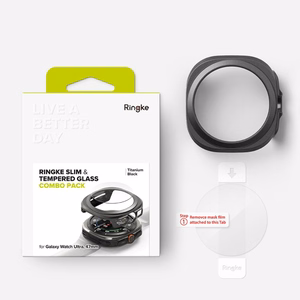Ringke Slim & Karastatud klaas Ümbris + Glass Set jaoks Samsung Galaxy Watch Ultra 47mm - must