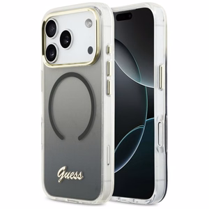 Guess IML Gradient Script Metal MagSafe чехол iPhone 17 Pro - черный