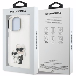 Karl Lagerfeld IML Aquarelle Karl & Choupette & Logo iPhone 16 Pro Ümbris - valge