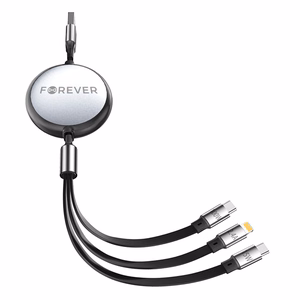 Forever 3in1 kaabel USB - Lightning + 2x USB-C 1,2 m 100W must