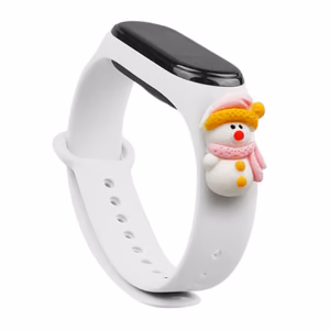 Rihm Xmas Xiaomi Mi Band 3 / 4 jõuludeks Silikoonist rihmaga käevõru koos lumemehega - valge