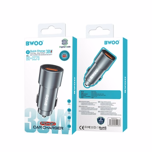 BWOO BO-CC73 PD autolaadija 1x USB-C - USB-A port 38W hõbedane
