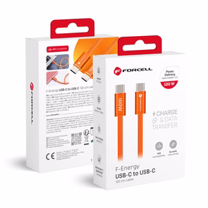 Kaabel USB C USB C Forcell F-Energy QC4.0 PD 5A 100W Cafule Color 1,2 m ACYH23 oranž