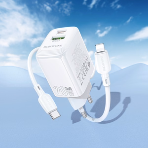 Laadija Borofone BN27 20W USB-C/USB-A + USB-C to Lightning kaabel 1.0m valge