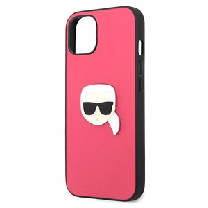 Karl Lagerfeld Leather Ikonik Karl's Head Metal Case for iPhone 13 mini - Pink