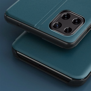 Eco Leather View Case elegantne raamaturiiuli tüüpi ümbris koos jalutusalusega Samsung Galaxy A22 4G oranžile