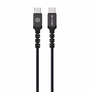 Blavec Cable Raptor braided - Type C to Type C - PD 60W 3A 0,25 metres Apple CarPlay/Android Auto (CRA-CC3BG025) black-grey