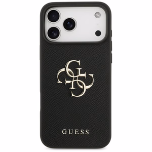 Guess Grained Big 4G & Classic Logo ümbris jaoks iPhone 17 Pro Max - must