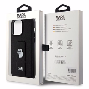 Karl Lagerfeld Gripstand Saffiano Choupette Pins чехол для iPhone 13 Pro / 13 - чёрный