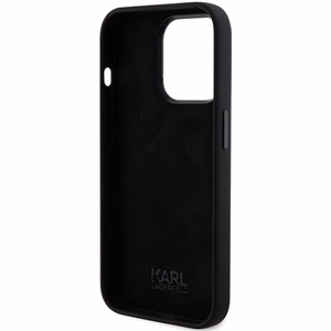 Karl Lagerfeld Silicone Ikonik Metal Pin ümbris jaoks iPhone 15 Pro - must