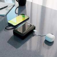 Powerbank SBS 20000 mAh 20W sisseehitatud USB-C kaabli ja digitaalse ekraaniga - must